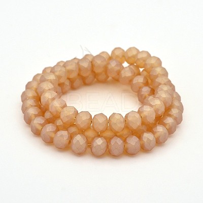Full Rainbow Plated Faceted Rondelle Glass Beads Strands EGLA-J054-8x5mm-FR01-1