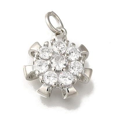 Rack Plating Brass Micro Pave Clear Cubic Zirconia Pendant KK-H485-14P-1