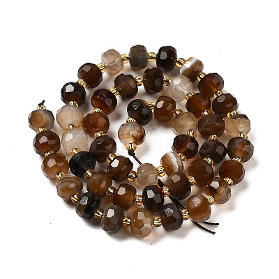 Natural Coffee Stripe Agate/Banded Agate Beads Strands G-P508-A02-01-1