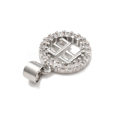 Rack Plating Brass Micro Pave Cubic Zirconia Pendants KK-D359-31P-1