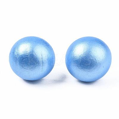 Painted Half Round Schima Wood Earrings for Girl Women EJEW-T017-02B-1