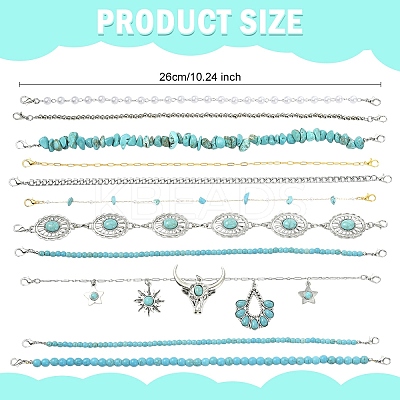 10Pcs Synthetic Turquoise & Brass & Alloy Chain Baseball Cap Chain HJEW-YW00096-1