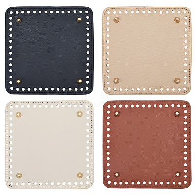 4Pcs 4 Colors Square PU Leahter Knitting Crochet Bags Bottom AJEW-CL0001-75-1