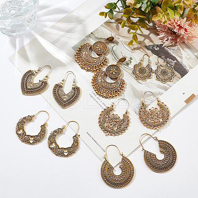6 Pairs 6 Style Alloy Hollow Thick Hoop Earrings EJEW-AN0001-12-1
