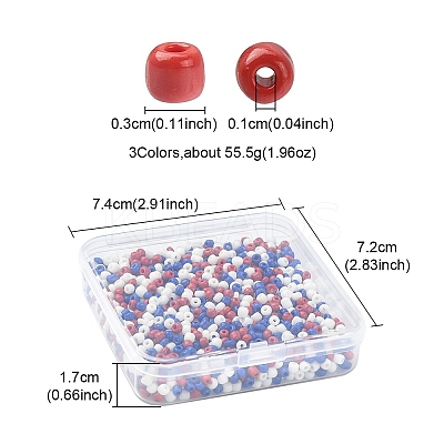 55.5G 3 Colors 8/0 Glass Seed Beads SEED-YW0002-26-1