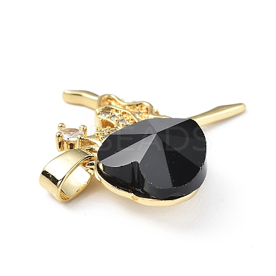 Real 18K Gold Plated Rack Plating Brass Micro Pave Clear Cubic Zirconia Pendants KK-C015-15G-03-1