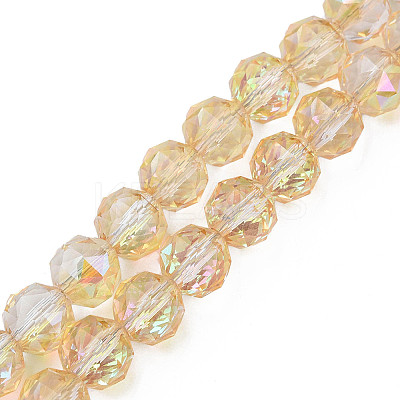 Electroplate Transparent Glass Beads Strands EGLA-N002-34B-C07-1