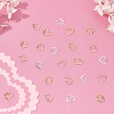 60Pcs 3 Colors 304 Stainless Steel Open Heart Charms STAS-DC0007-60-1