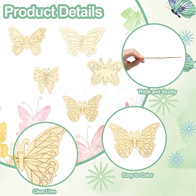 50Pcs 5 Styles Unfinished Wood Cutout AJEW-CJ0001-42-1
