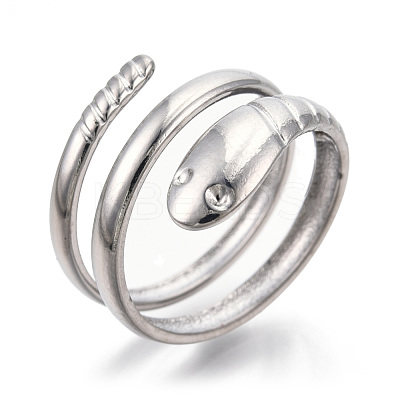 Non-Tarnish 304 Stainless Steel Snake Twist Rings RJEW-N038-114P-1