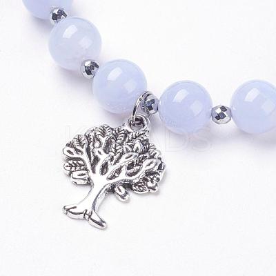 Natural Lava Rock Beads Charm Bracelets BJEW-JB03369-1