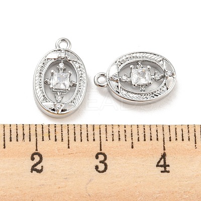 Brass Micro Pave Cubic Zirconia Charms KK-E090-07P-1