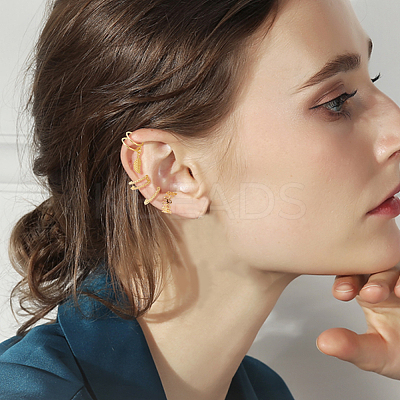 20Pcs 20 Style Multi Line & Leaf & Criss Cross Alloy & Iron Cuff Earrings for Women EJEW-AN0003-53-1