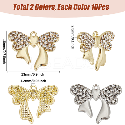 20Pcs 2 Colors Rack Plating Alloy Rhinestone Pendants FIND-SC0014-29-1
