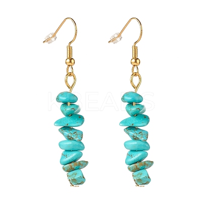 Synthetic Turquoise Chip Beaded Dangle Earrings EJEW-JE04788-07-1