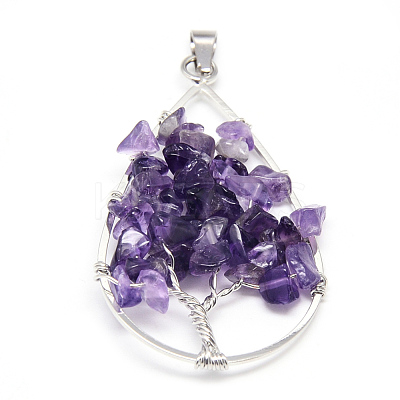 Brass Wire Wrapped Big Pendants G-Q959-M-1