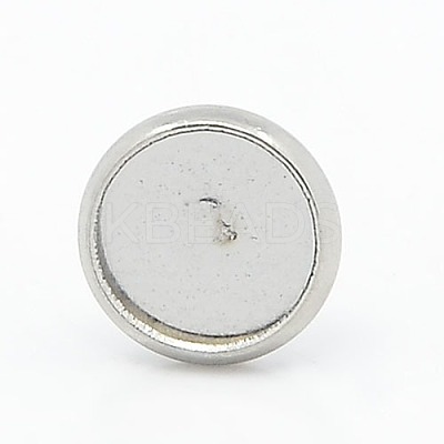 Tarnish Resistant 304 Stainless Steel Flat Round Stud Earring Settings X-STAS-I017-04-1