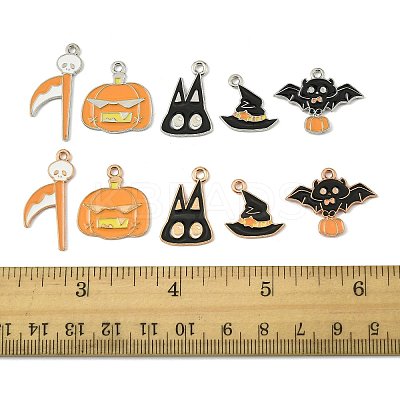 10Pcs 10 Styles Halloween Theme Alloy Enamel Pendants ENAM-FS0003-84-1