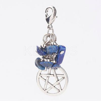 Natural Mixed Stone Chips Pendants HJEW-JM00260-1