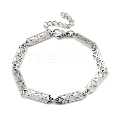 304 Stainless Steel Rectangle Link Bracelets for Men & Women BJEW-D042-31P-1