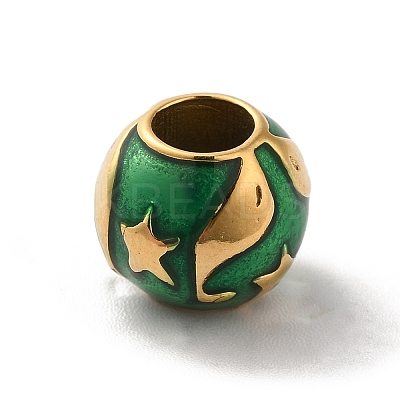 Ion Plating(IP) 304 Stainless Steel Enamel European Beads STAS-G308-05G-1