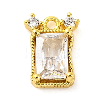 Brass Pave Clear Cubic Zirconia Charms KK-Z051-01G-01-1