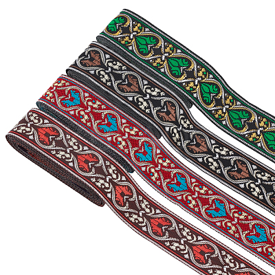 14M 4 Styles Ethnic Style Embroidery Polyester Ribbons OCOR-FG0001-46-1