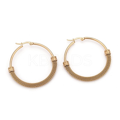 304 Stainless Steel Mesh Hoop Earrings EJEW-O096-09D-G-1