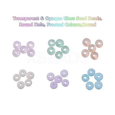1800Pcs 6 Colors 8/0 Transparent & Opaque Glass Seed Beads SEED-YW0001-31-1