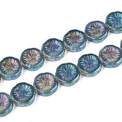 Half Electroplate Baking Paint Glass Beads Strands EGLA-K061-11A-AB09-1