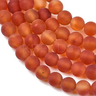 Frosted Natural Red Agate Beads Strands G-F372-6mm-1
