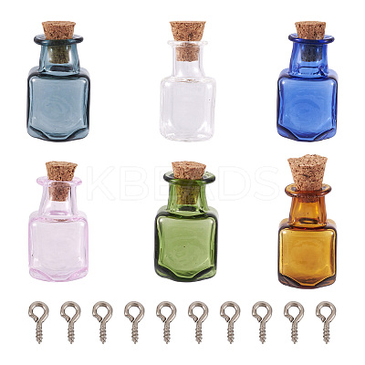 DIY Square Glass Cork Bottle Pendant Making Kit DIY-TA0009-63-1
