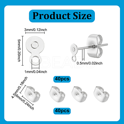 200Pcs 304 Stainless Steel Stud Earring Findings STAS-UN0063-93-1