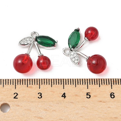 Brass & Glass Micro Pave Cubic Zirconia Pendants KK-S532-08P-1
