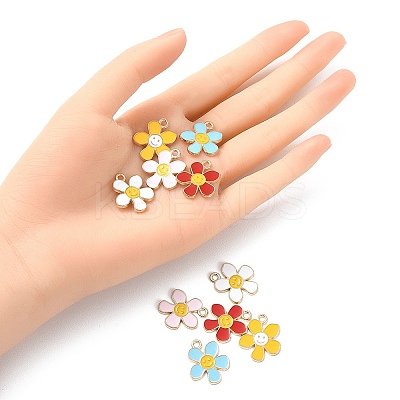 10Pcs 5 Colors Alloy Enamel Pendants ENAM-YW0002-96-1
