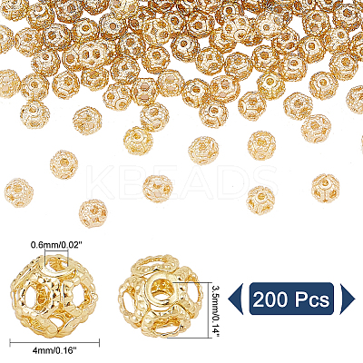 200Pcs Hollow Brass Spacer Beads KK-PH0005-83-1