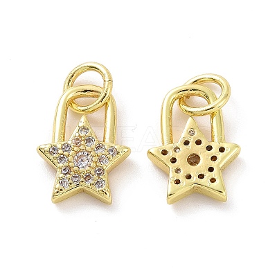 Brass Micro Pave Clear Cubic Zirconia Charms KK-E068-VF045-1