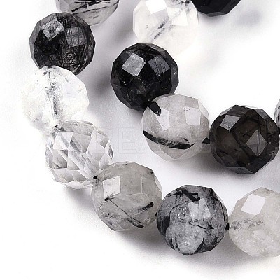 Natural Tourmalinated Quartz Beads Strands G-S345-8mm-30-1