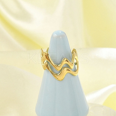 Wave 304 Stainless Steel Open Cuff Rings for Women LS-RJEW-G338-18G-1