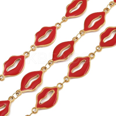 304 Stainless Steel Enamel Lip Link Chains CHS-K023-03G-01-1