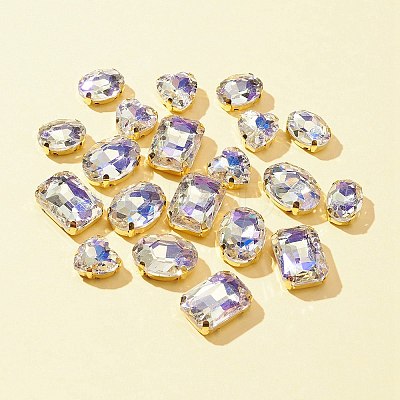20Pcs 4 Styles Heart & Oval & Rectangle Sew on Rhinestone GLAA-FS0001-51B-1