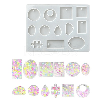 DIY Geometrical Shape Pendant Silicone Molds DIY-YW0008-01-1