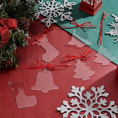 3 Sets 3 Style DIY Clear Acrylic Blank Pendant Decorations Making Kits DIY-WR0003-41-1