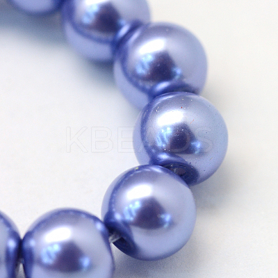 Baking Paint Pearlized Glass Pearl Round Bead Strands X-HY-Q003-6mm-09-1