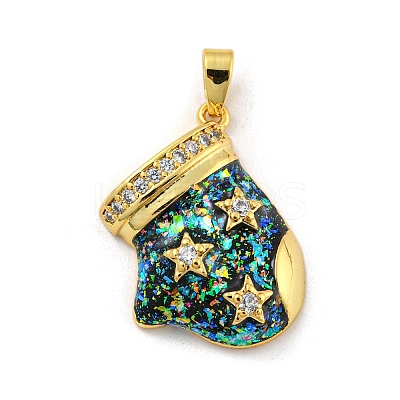 Christmas Brass Micro Pave Cubic Zirconia Pendants KK-H468-02A-03G-1