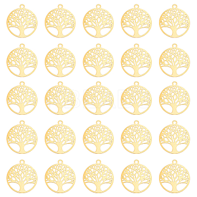 60Pcs Rack Plating 201 Stainless Steel Filigree Pendants STAS-DC0012-59-1