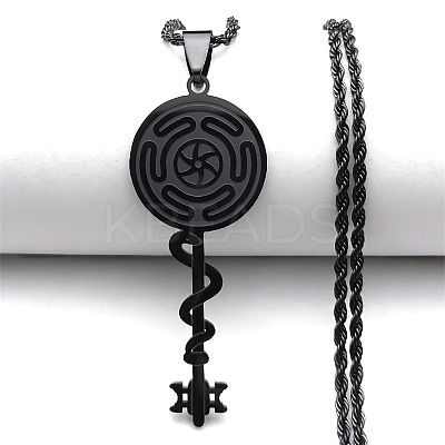 304 Stainless Steel Hecate's Wheel Key Pendant Necklaces for Women FS-WG4FA44-02-1