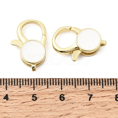 Flat Round Brass Enamel Lobster Claw Clasps KK-Z147-02G-01B-1