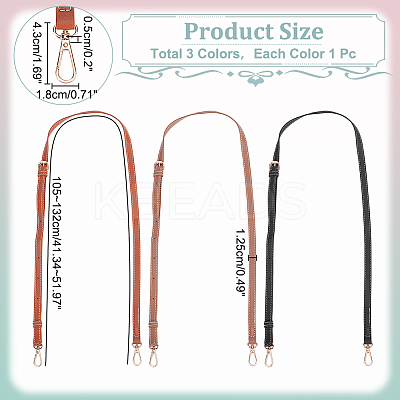 3Pcs 3 Colors PU Leather Adjustable Bag Handles DIY-WR0003-36A-1