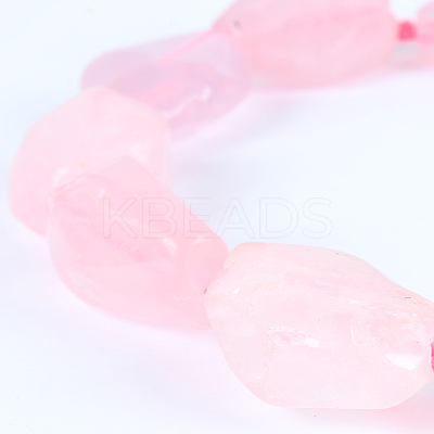 Natural Gemstone Rose Quartz Nuggets Bead Strands G-E218-08-1